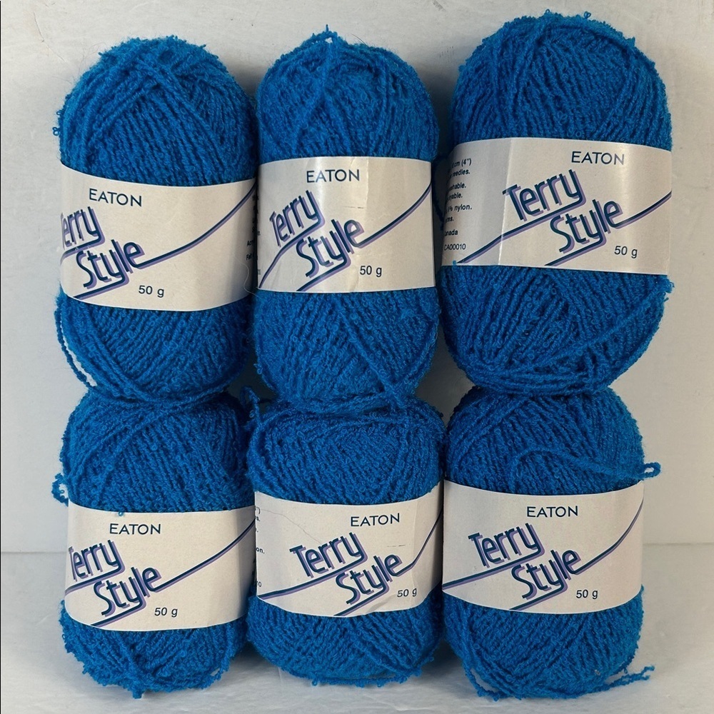 ❤️ Vintage Eaton Terry Style Vibrant Blue Yarn Lot (6)